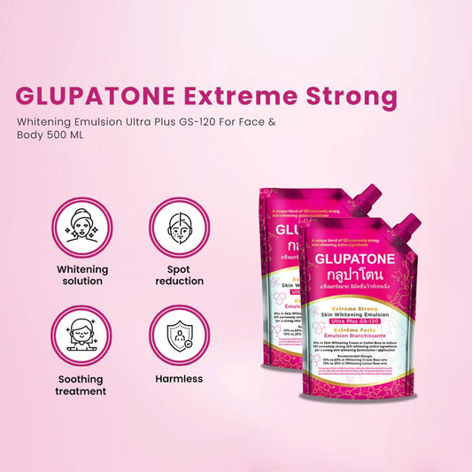 GLUPATONE Extreme Strong Whitening Emulsion Ultra Plus GS-120 For Face & Body 50ml (Pack Of 2)